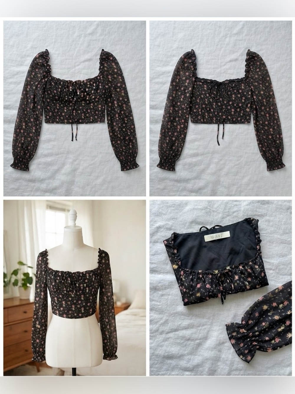 WAYF floral cropped top womens EUC size small Msrp $89